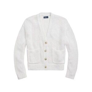Polo Ralph Lauren Women’s Linen-Cotton V-Neck White Cardigan Sz Medium NWT